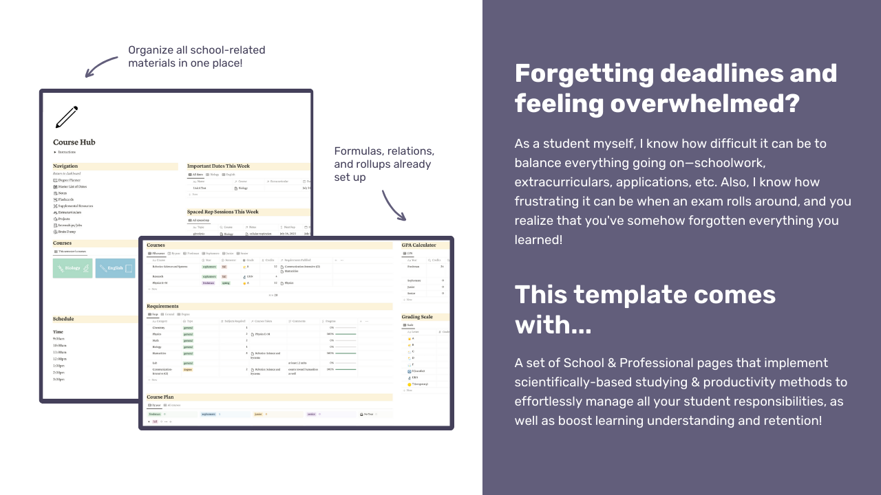 All-in-one Student Notion Dashboard 1.0