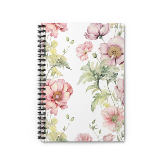 Spiral Notebook - Ruled Line Pink Botanical Cover