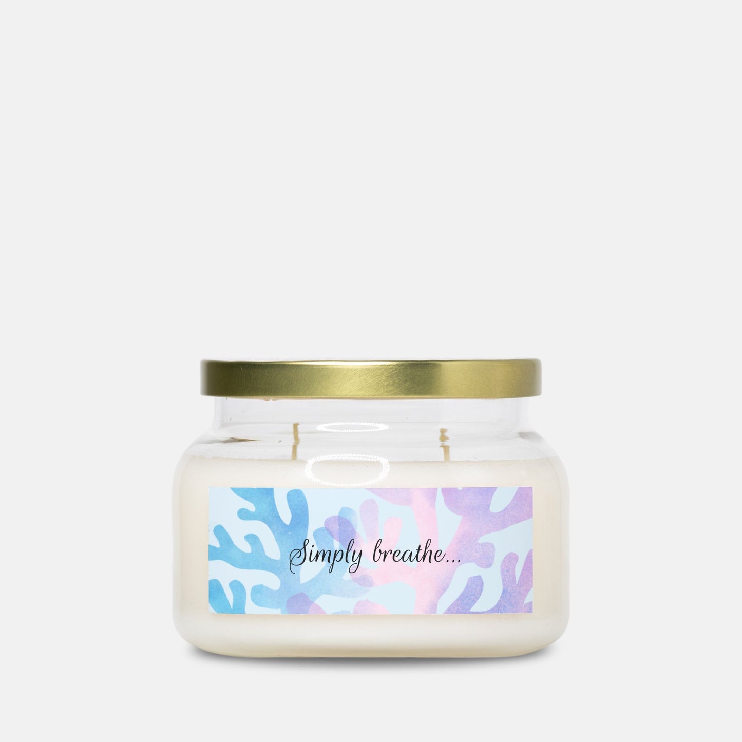 Candle Apothecary Jar (Double Wick) with phrase "Simply breathe"