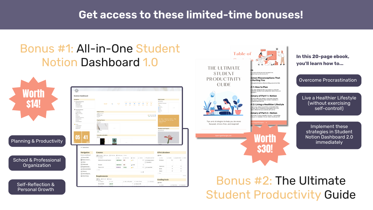 All-in-One Student Notion Dashboard 2.0