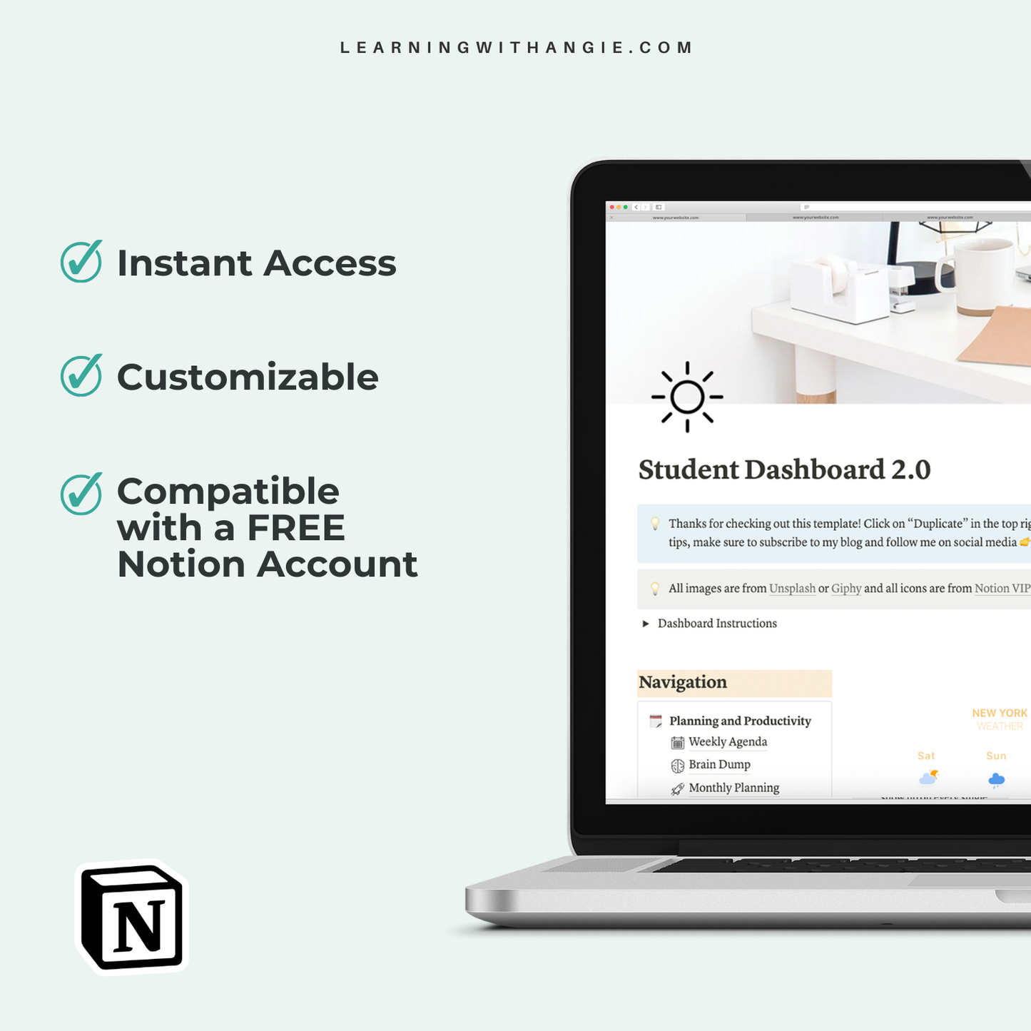 All-in-One Student Notion Dashboard 2.0